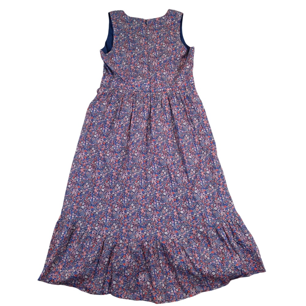 J.Crew Liberty London Fabric Floral V-Neck Midi Dress Pockets  K7809 Womens 14 - Picture 5 of 13